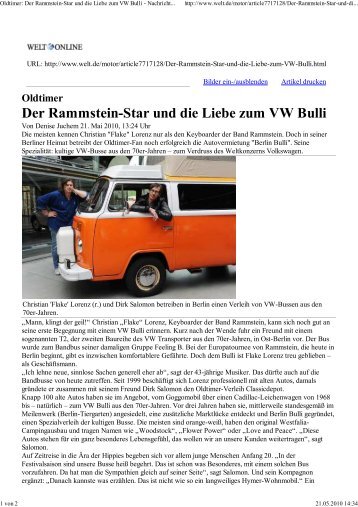 Oldtimer Der Rammstein-Star und die Liebe zum VW Bulli