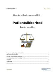 Patientsikkerhed og de legale aspekter: - Sikker Patient