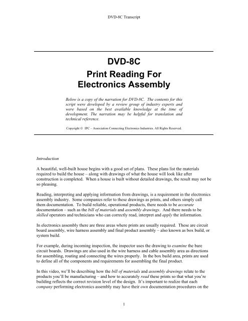 DVD-8C Print Reading For Electronics Assembly - IPC Training ...