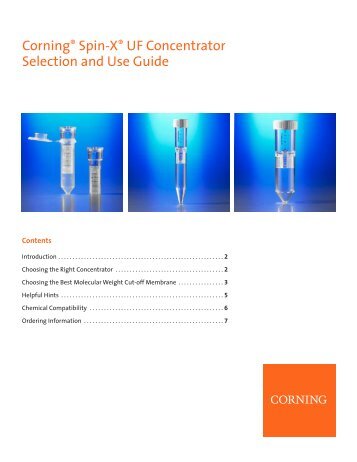 Corning® Spin-X® UF Concentrator Selection and Use Guide - CLS ...