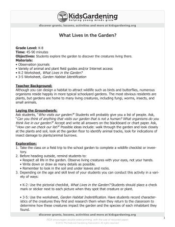 What Lives in the Garden (PDF) - KidsGardening.com