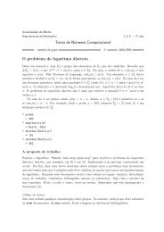 Teoria de Números Computacional O problema do logaritmo discreto