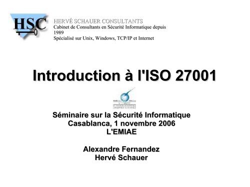 Introduction Ã  l'ISO 27001 - Groupe ESIEA