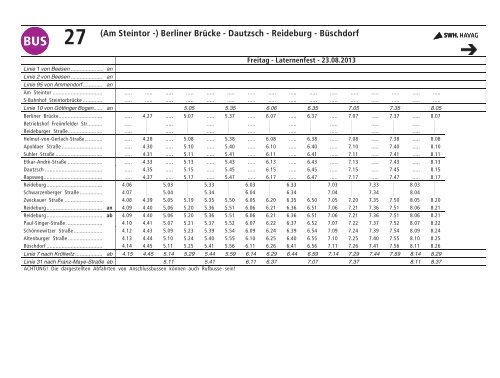 Fahrplan Linie 27