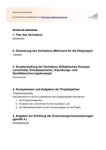 Struktur der Ideenskizze - Uhlberg Advisory GmbH