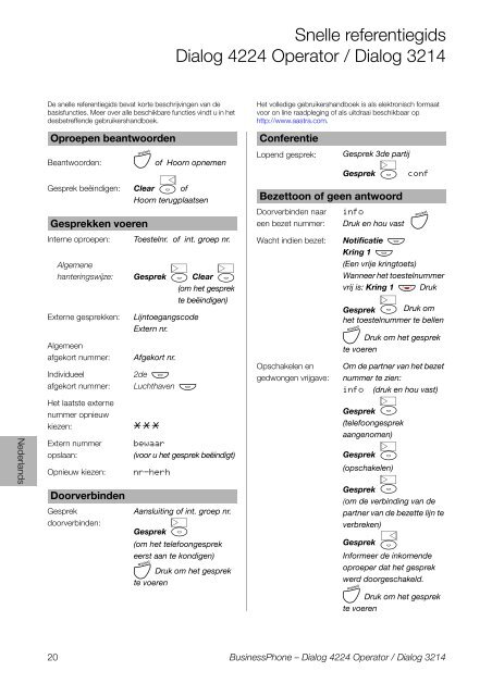 BusinessPhone - Dialog 4224 Operator / Dialog 3214 - Aastra