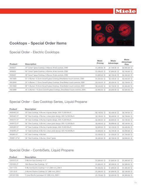 Price Guide - Miele