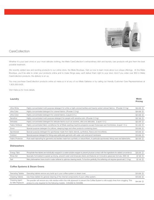 Price Guide - Miele