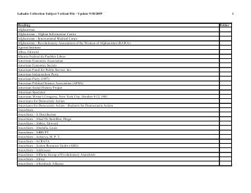 Labadie Collection Subject Vertical File - Update 9/18/2009 1 ...