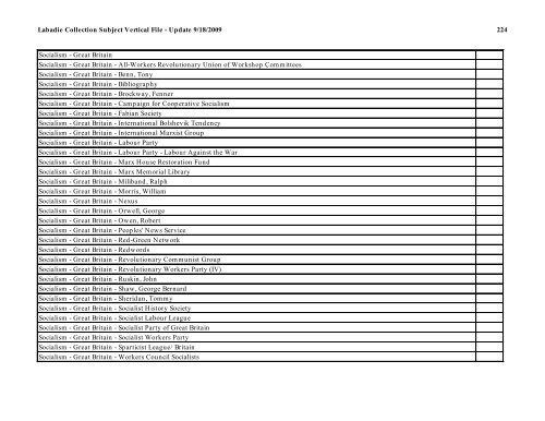 Labadie Collection Subject Vertical File - Update 9/18/2009 1 ...