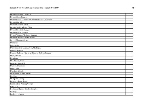 Labadie Collection Subject Vertical File - Update 9/18/2009 1 ...