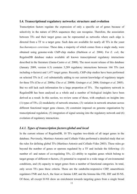 A computational study of bacterial gene regulation and adaptation ...