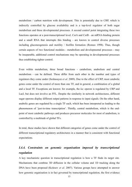 A computational study of bacterial gene regulation and adaptation ...