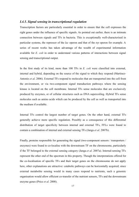 A computational study of bacterial gene regulation and adaptation ...