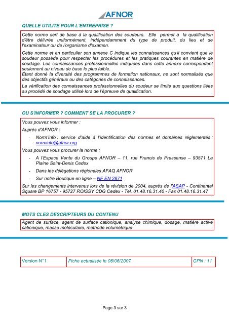 MÃ©taux Fiche NF EN 287-1