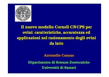 Il nuovo modello Cornell CNCPS per ovini - Scienze Zootecniche