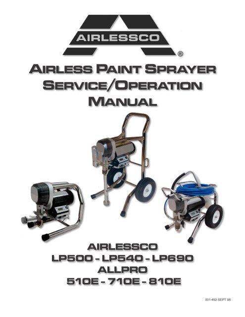 airless paint sprayer service/operation manual - Airlessco