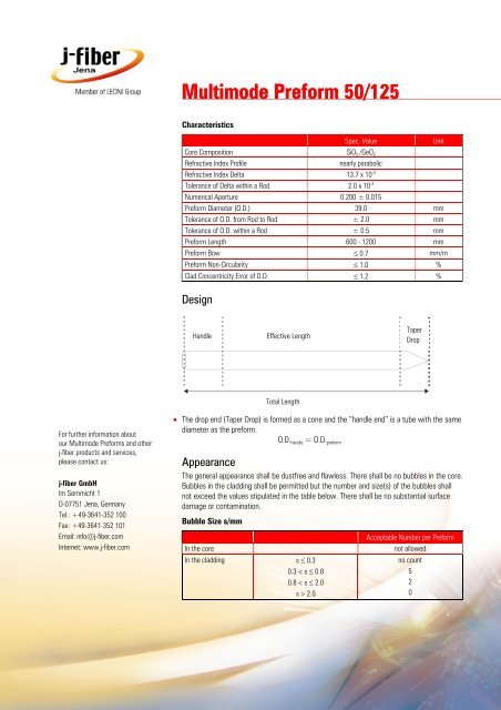 Preform GI 50/125 - j-fiber