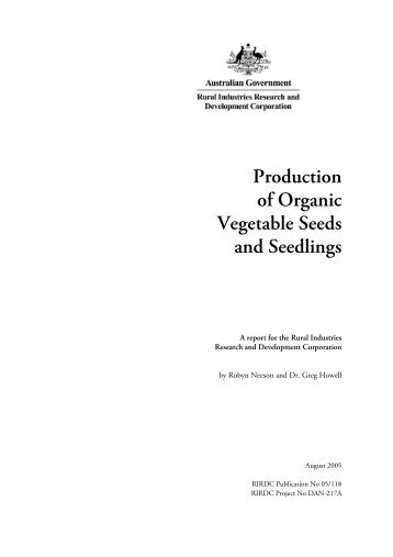 Organic vegetable seed and seedling production