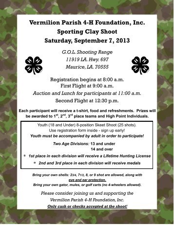 Vermilion Parish 4-H Foundation, Inc. Sporting Clay Shoot Saturday ...