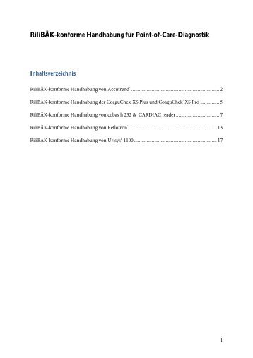 RiliBÃK-konforme Handhabung fÃ¼r Point-of-Care-Diagnostik