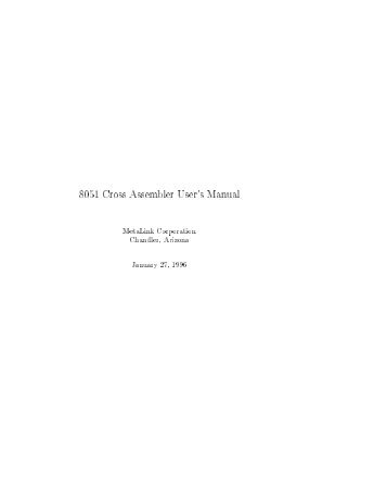 8051 Cross Assembler User's Manual - Xess