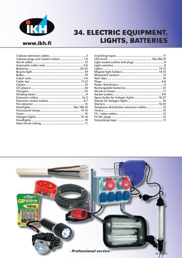 34. ELECTRIC EQUIPMENT, LIGHTS, BATTERIES