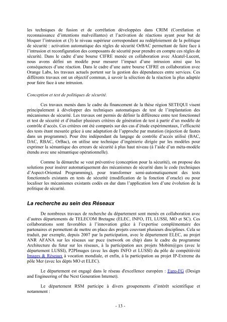 DÃ©partement RÃ©seau, SÃ©curitÃ© et MultimÃ©dia Rapport d'ActivitÃ©s 2008