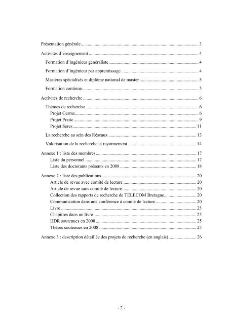 DÃ©partement RÃ©seau, SÃ©curitÃ© et MultimÃ©dia Rapport d'ActivitÃ©s 2008
