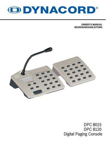 DPC 8015 DPC 8120 Digital Paging Console - Udo Erpenstein Gmbh