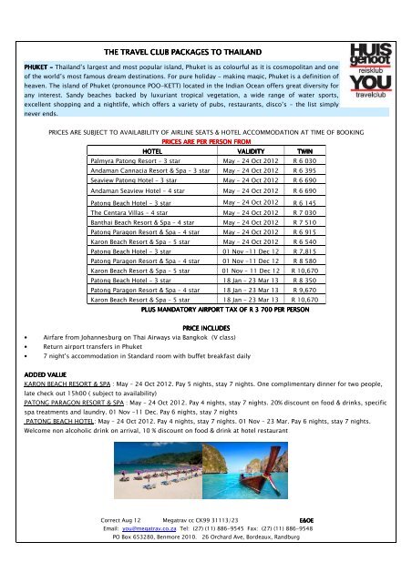 the travel cl the travel club packages to thailand ub packages to - YOU
