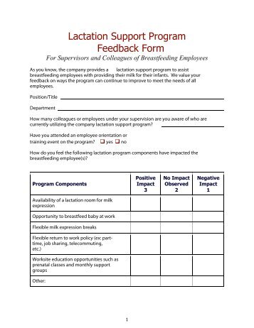 Lactation Support Program Feedback Form - WomensHealth.gov