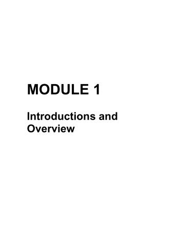 Module 1: Introductions and Overview