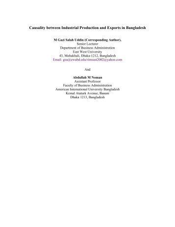 Causality between Industrial Production and Exports in Bangladesh
