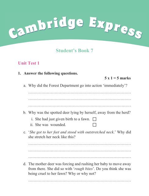 Student's Book 7 Unit Test 1