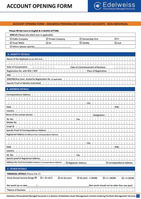 Application Form - Edelweiss - Personalized Managed Accounts