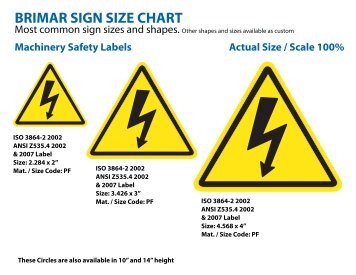 Brimar's Standard Label Sizes - Safety Signs