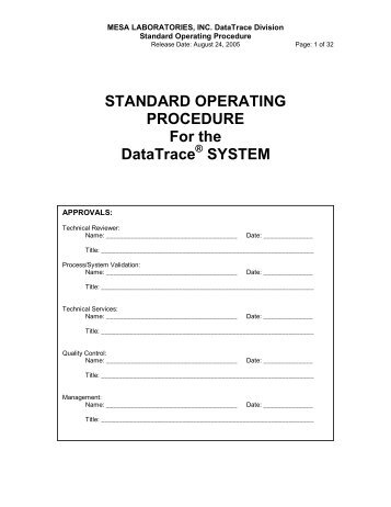 DataTrace Standard Operating Procedure - Mesa Labs