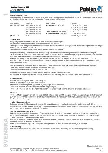 Manual Autocheck III - Pahlen.se