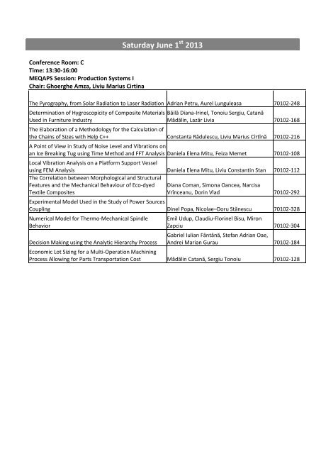 The Conference Program - WSEAS