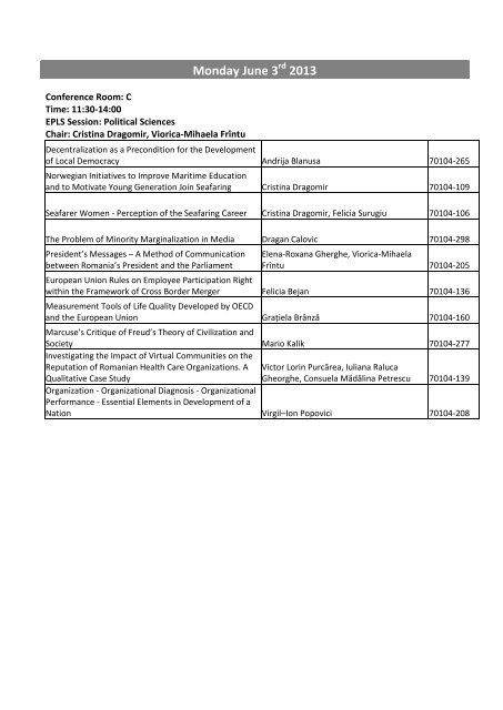 The Conference Program - WSEAS