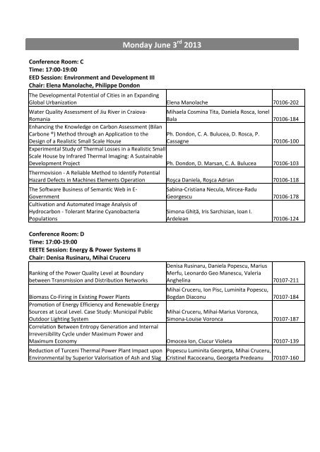 The Conference Program - WSEAS