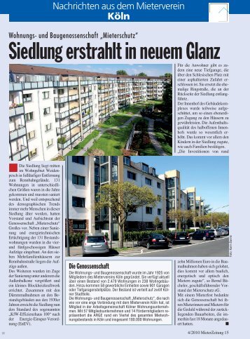 "Mieterschutz"-Siedlung erstrahlt in neuem Glanz - Mieterverein KÃ¶ln