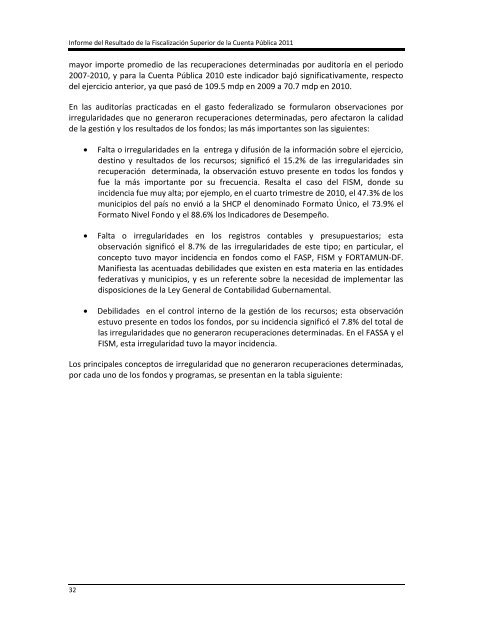 Informe del Resultado de la Fiscalización Superior de la Cuenta ...