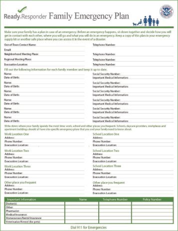 This is the Emergency Plan Template for Individuals and Families.