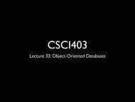 Lecture 33: Object-Oriented Databases