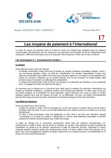 Les moyens de paiement Ã  l'international - CCI CÃ´te-d'Or