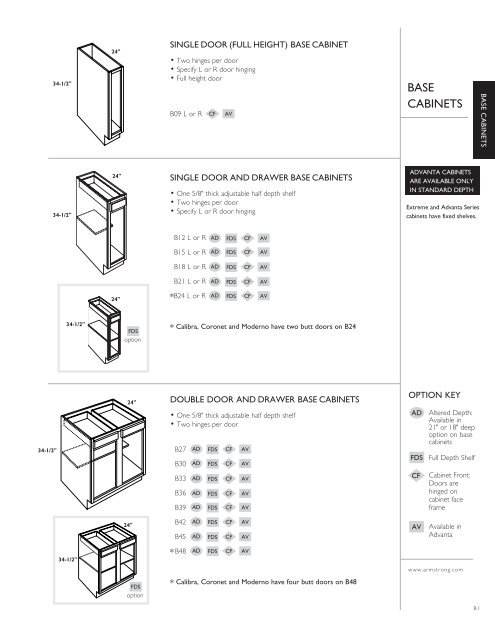 Base Cabinets Armstrong, Armstrong Cabinets Catalog