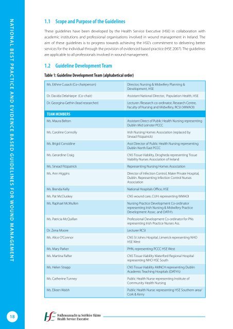 National best practice and evidence based guidelines for wound ...