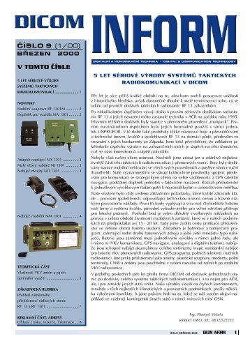 Ã„ÂŒÃƒÂSLO 9 (1/00) V TOMTO Ã„ÂŒÃƒÂSLE - DICOM, spol. s ro